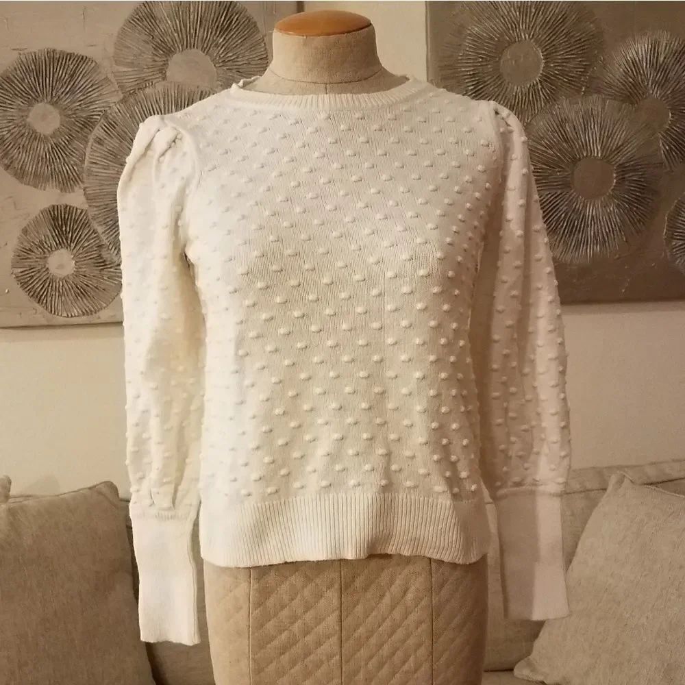 Halogen Dot Knit Balloon Sleeve Sweater sz Small.